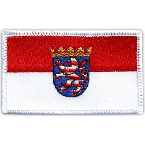 Aufnäher mit der Flagge von Hessen – zum Aufbügeln/Heißsiegeln – gestickter Aufnäher/Abzeichen/Emblem