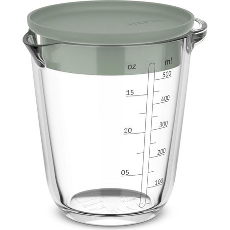 Verre doseur en verre + couvercle Chef it - Graduation facile à lire - Passe au four et micro-ondes (sans couvercle) - Verre de haute qualité - Passe au lave-vaisselle - 500 ml - Nordic sage (1/5)