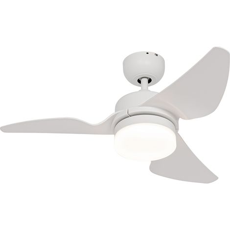 QAZQA Ventilatori da soffitto yuki - Moderno - Acciaio - Bianco - Tondo (non sostituibile) LED Max. 1 x 24 Watt