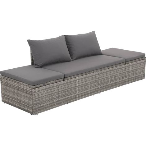 vidaXL Garden Bed Grey 195x60 cm Poly Rattan (1/8)