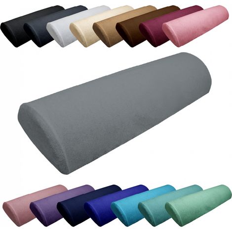 Drap housse de protection en éponge pour coussin demi-rond 66 cm x 22 cm x 12 cm de table de massage - Gris - Vivezen (1/5)
