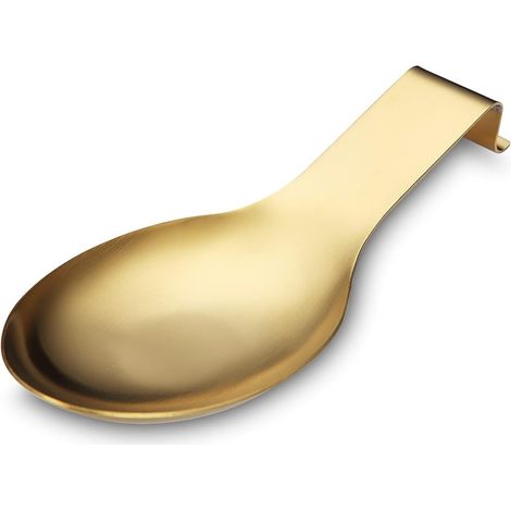 Repose Cuillère En Or Mat, Porte Cuillère En Acier Inoxydable Pour Cuisinière, Porte Stensiles De Cuisine Pour Louches, Pinces, Spatule, Porte-cuillère Pour Cuisinière (1PC-9,5 Pouces) (1/5)