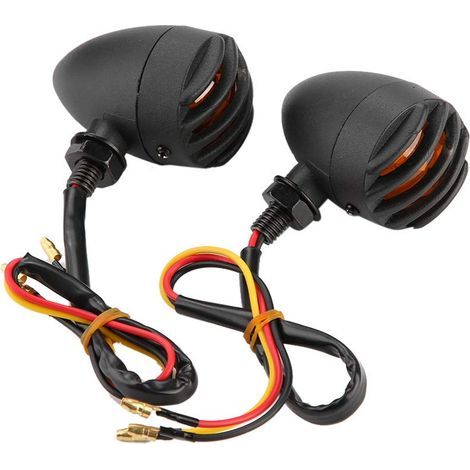 Moto Feu arrière, 2 PCS Rétro Arrière Clignotants Feux Indicateur Plein Metal Plaqué Feu De Frein Lampe. (1/5)