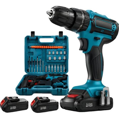 Perceuse sans fil, 21V de puissance, contrôle à double vitesse, 2 Batteries A– Pro (1/2)