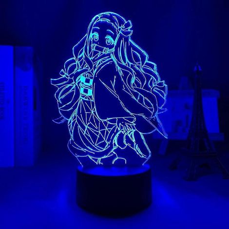 Lampe Nezuko Kamado de Demon Slayer (anime) - Effet 3D - Décoration murale LED acrylique - Idée cadeau Noël (1/5)