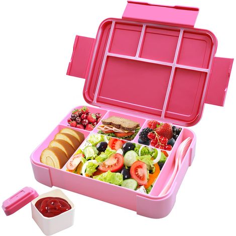 Boîte à lunch enfants 6 compartiments + sauce étanche sans BPA