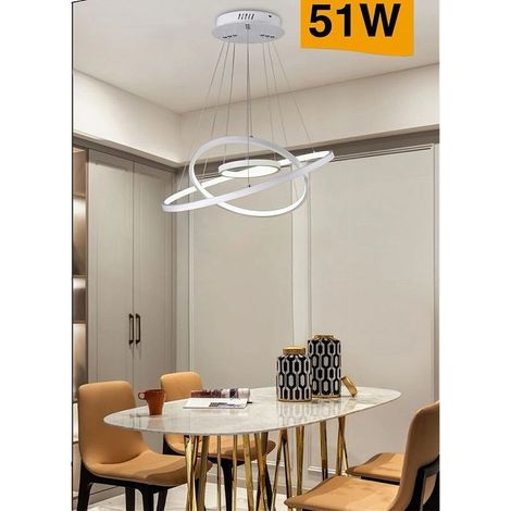 TrAdE Shop Traesio - Lampadario A Sospensione 51 W Led Forma Pianeta Bianco 3 Colorazione Luce A64-3c - (1/5)