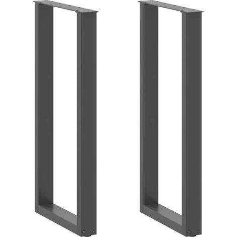 Lot de 2 pieds de table de bar en U 50 x 101 cm avec niveleurs réglables design moderne en acier anthracite (1/5)