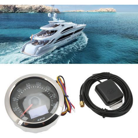 Universeller 160 MPH 3-in-1 GPS-Drehzahlmesser für Boote, Autos, Wohnmobile und Motorräder, 85 mm, 9-32 V, mit 7-farbig hintergrundbeleuchtetem schwarzem Zifferblatt. (1/5)