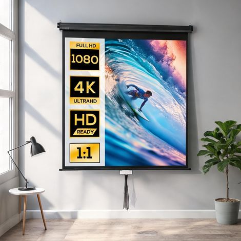 Écran de projection 85 pouces 4K Ultra HD avec trépied Arrière (1/5)