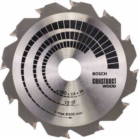 Bosch PRO Construct Wood Kreissägeblatt, 180 x 2,6 x 30 mm, T12