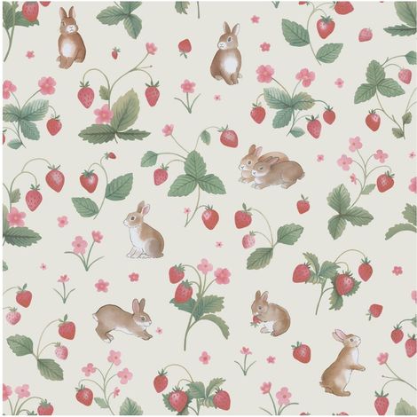 Holden Decor Bunnies Berries Cream Multi Wallpaper Paste The Paper Kids Nursery