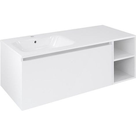Meuble vasque LOREA 120x46x51,5cm (90+30Pcm), gauche, blanc mat (1/4)