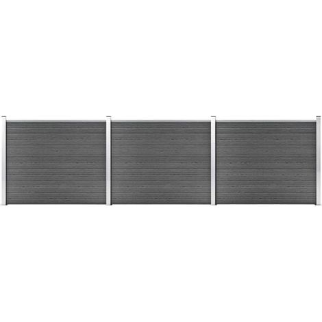 Ensemble de panneaux de clôture WPC 526 x 146 cm Noir
