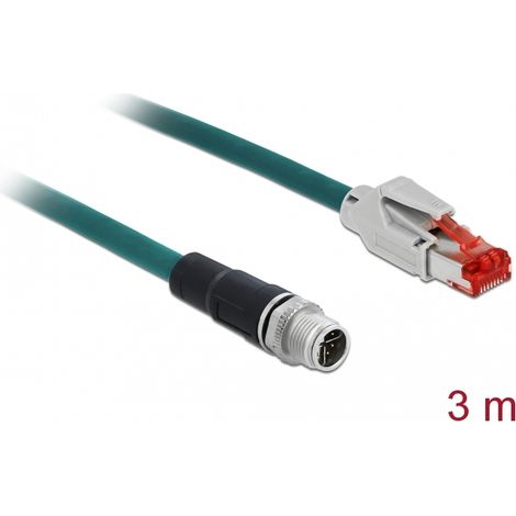 Delock Cable de red M12 de 8 polos con codificaciÃ³n X a conector RJ45 PVC 3 m