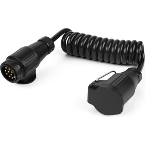 Câble Remorque 13 Broches Spiralé 2m, Rallonge Spiralée Étanche 12V/24V, Connecteur Anhänger 13 Pôles pour Voiture, Camion, Tracteur, Caravane, Camping-Car, Remorque Électrique (1/5)