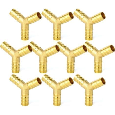 Pair 10 Pièces 6mm Barb de tuyau en laiton, 3 voies en forme de Y tuyau de raccordement Intersection/liquide/carburant/air (1/5)
