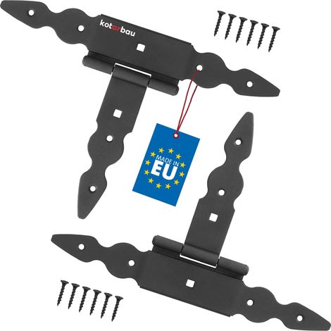 2 x Charnière en T de 150 mm en Acier Noir  Charniere Porte Lourde  Penture  Charniere Portail  Penture Volet Bois  Charnieres  Charnière Noir (1/5)