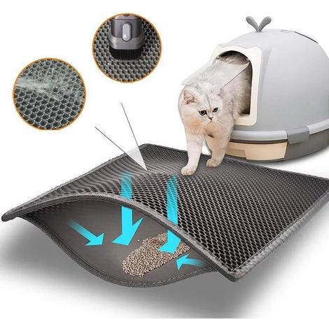 Tapis de litière pour chat, filtre pour bac à litière, litière anti-déversement, tapis de contrôle du sable extra large en EVA double couche (1/5)