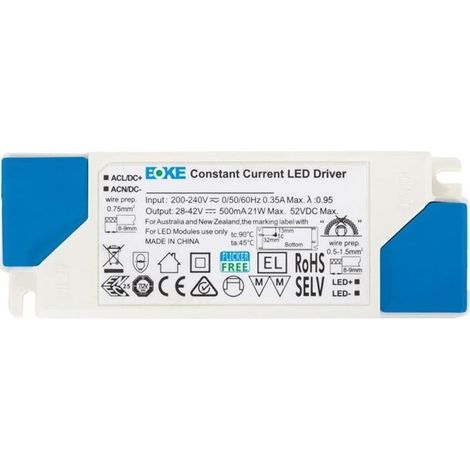 Driver BOKE 200-240V Sortie 28-42V DC 500mA 21W No Flicker BK-BEL 022 21 W