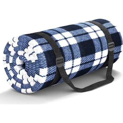 Couverture de Pique-Nique 200x200cm - Couverture de Plage - Imperméable - Motif Quadrillé Bleu et Blanc (1/5)