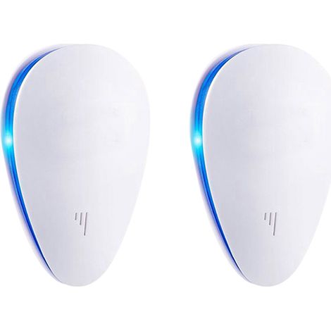 Plug Électrique Anti-Rongeurs - 2Pcs, Ultrasons Puissants, Protection Maison/Jardin, Blanche/Bleue, ABS (1/5)