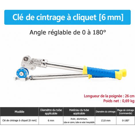 Cintreuse manuelle de tubes 6 mm cuivre aluminium inox 180° 100 kN acier inoxydable 6 100kn 10 × 10 × 10 cm 1 g – Livraison gratuite