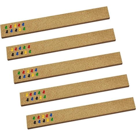 Bacheca in sughero, set da 5 pezzi, strisce di sughero 30 x 5 cm, rettangolari, senza cornice, strisce di sughero multifunzionali per uffici, scuole, bacheche private o altro. (1/5)