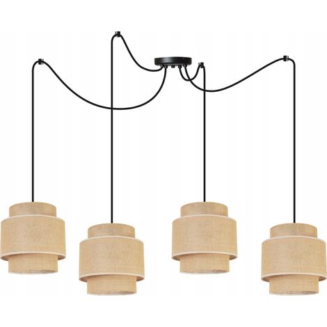 LAMPE SUSPENDU PLAFOND LUSTRE ABAT-JOUR BOHO JUTA (1/5)
