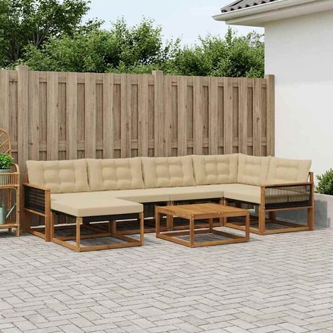 vidaXL Outdoor-Sofagarnitur 7 pcs Natur und Beige Massivholz Akazie (1/5)
