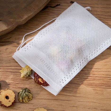 Sachets à Thé Vides - 100 Pièces - 9 x 7 cm - En Polypropylène - Pour Infusions, Médicaments Traditionnels, Bouillons et Soins (1/5)