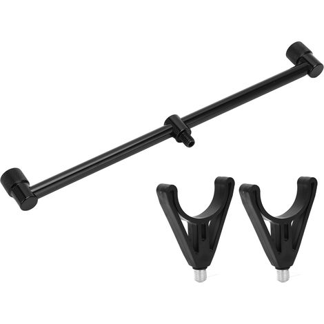 Support de canne à pêche carpe noir 2 têtes 30 cm + barres buzzers, support de pôle carpe extérieur robuste