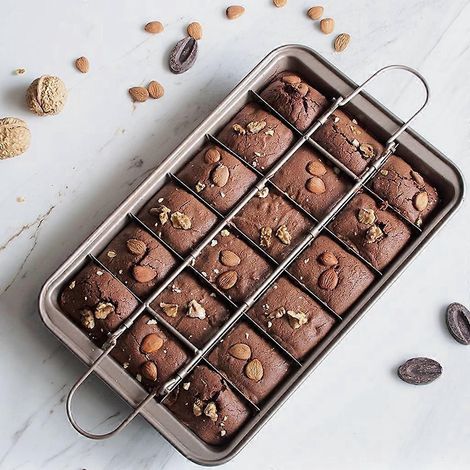 Moule à brownies antiadhésif avec séparateurs amovibles, plaque de cuisson pour gâteau au chocolat, cuisine (1/4)
