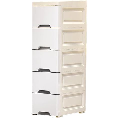 Armoire de salle de bain, organiseur de rangement, étagère à  tiroirs fine à 5 niveaux avec roulettes, appartement, cuisine, hôtel, armoire verticale compacte pour location, maison, entre (1/5)
