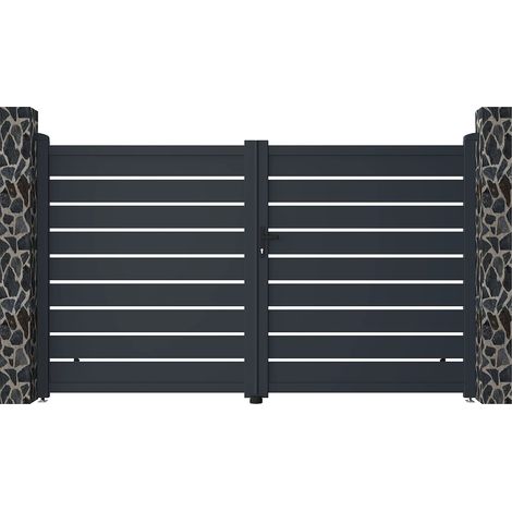 Portail électrique battant aluminium ajouré L305 x H180 cm anthracite - PRIMO (1/5)