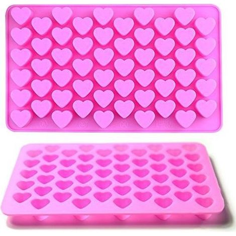 Moule à gâteau en silicone en forme de cœur à 55 cavités, moule à bonbons gélifiés en silicone en forme de cœur à faire soi-même, moule à chocolat, moule à cire pour animaux (1/4)
