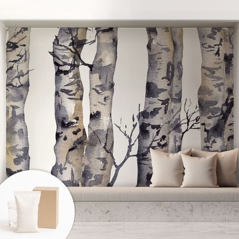 Tapete Vliestapete mit Kleber - Wanddekoration - Wandfolie - 3D Tapete Wand - Wohnungsdeko Eschenwald 208x146 cm (1/5)
