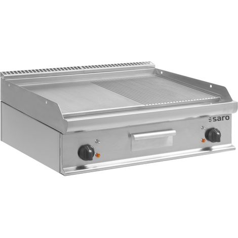 Plancha électrique double - Plaque mixte - Température 100/+270°C - Bac graisse amovible - Saro