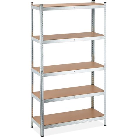 Estantería de almacenamiento para carga pesada 5 niveles ajustables taller garaje 90 x 70 x 30 cm de metal plateado 130012354 (1/5)