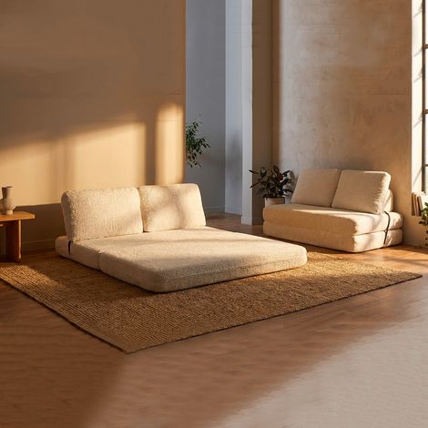 Schlafsofa 2-Sitzer Albayz, klappbar, umklappbar, Sitzplätze 2, 31x31 cm Weiß (1/5)