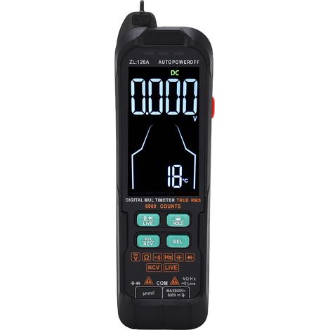 Multimètre numérique 6000 points, testeur de courant continu et alternatif, voltmètre, capacimètre, testeur de diodes, testeur de tension, outils 600 V (1/5)