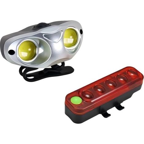 Kit d'éclairage pour vélo - Double éclairage avant LED et feu arrière rouge avec réglage facile (1/4)