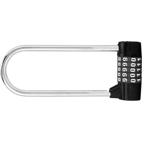 Cadenas à code à combinaison en alliage de zinc en forme de U, extra long, pour porte de placard