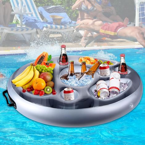 Porte-verre gonflable, 2-en-1 et snack bar, piscine, porte-bouteilles, PVC flottant, porte-bouteilles gonflables, fête de piscine d'été flottant (1/5)
