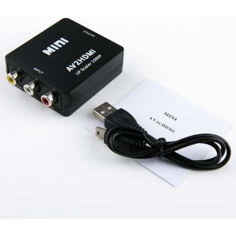 Adaptateur RCA vers HDMI - YYIXING - Mini 1080P - Conversion vidéo - Détection automatique - Noir (1/4)
