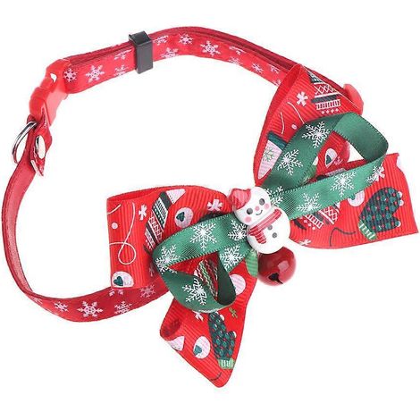 Chatons de Noël Collier Nœud Papillon Clochettes Mignon Ajustable Fournitures Nœud - L Bonhomme de Neige