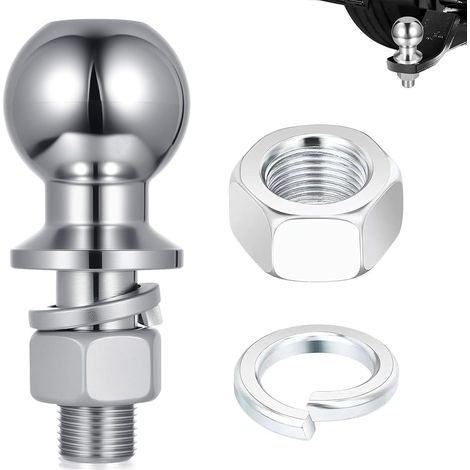 Attelage de remorque de 50 mm, boule d'attelage de remorque M25 avec vis, rotule de remorque avec vis, pour remorque jusqu'à 3,5 T, voiture, van (1/5)