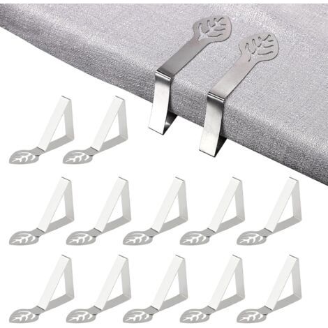 12 pièces pinces à nappe, pinces de table de pique-nique en forme de feuille supports de nappe robustes pinces de couverture de table de pique-nique décoratives en acier inoxydable (1/5)