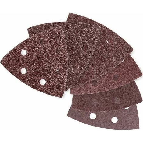 120 pièces papier de verre triangle 6 trous patin de ponçage 93x93x93mm Fermeture Assorti de grains 40/60/80/120/180/240 (1/5)