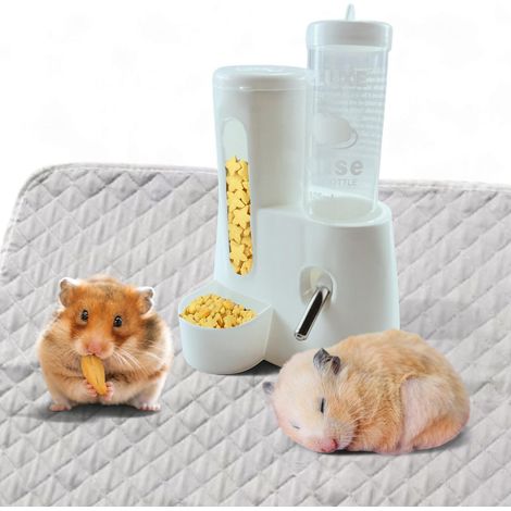 Tropffreie Trinkflasche für Hamster, Trinkflaschenständer mit Reinigungsmatte, 2-in-1-Trinkautomat, Hamsterkäfigzubehör, Spielzeug für Ratten, Meerschweinchenkäfigzubehör (Matte, 71 x 51 cm)